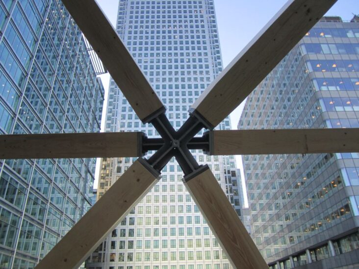 Aus dem Dach sind die umliegenden Gebäude gut zu sehen.